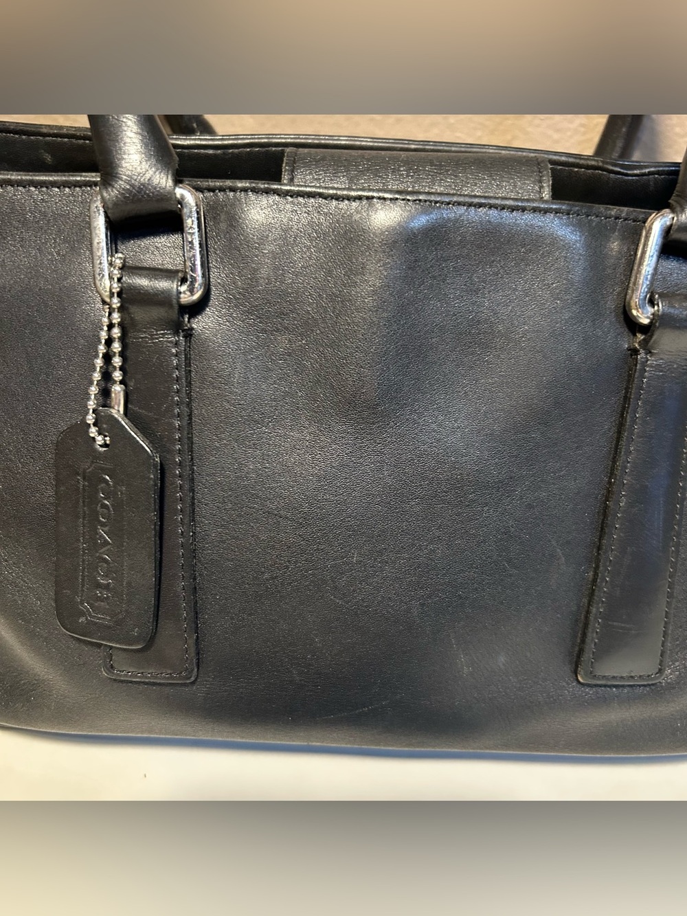 Coach Vintage Black Leather Bonnie Legacy Satchel Double top handle bag 9419 - Picture 3 of 16